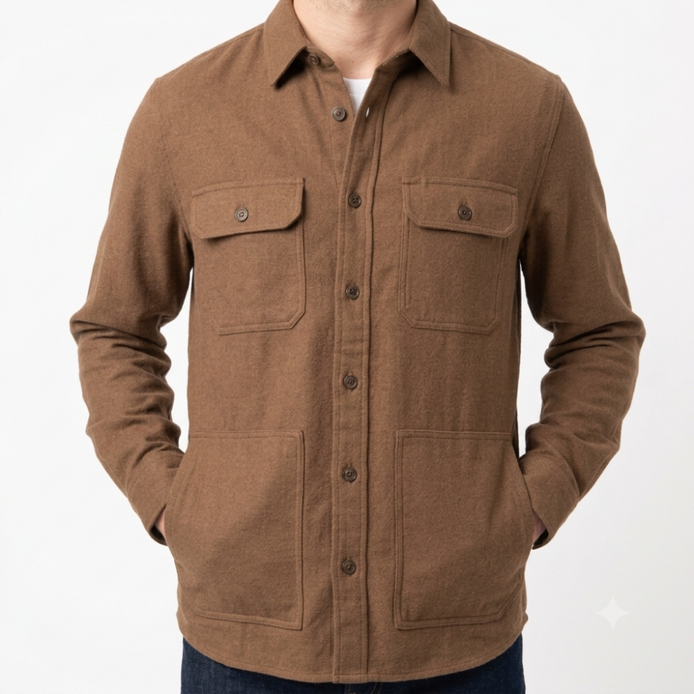 Regular Fit Brushed Twill Overshirt